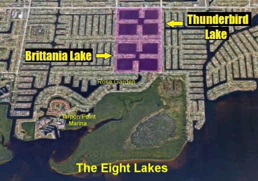 The Eight Lakes in Cape Coral, FL.  Brittania Lake and Thunderbird Lake