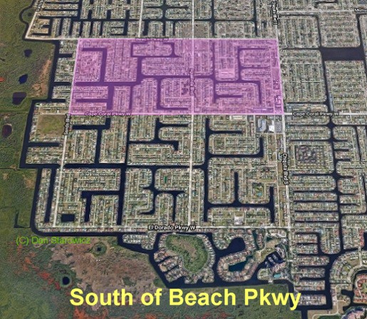 South of Beach Pkwy in SW Cape Coral map