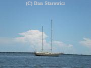 Sailboat moored just South of Saint James City, at the South end of Pine Island, FL