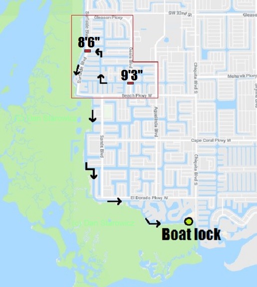 boating access out of surfside and oasis area of Cape Coral