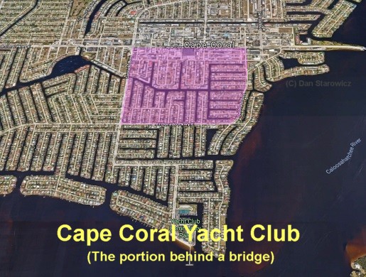 Cape coral yacht club behind bridge