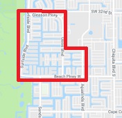 The Surfside Blvd and Oasis Blvd communities in Cape Coral